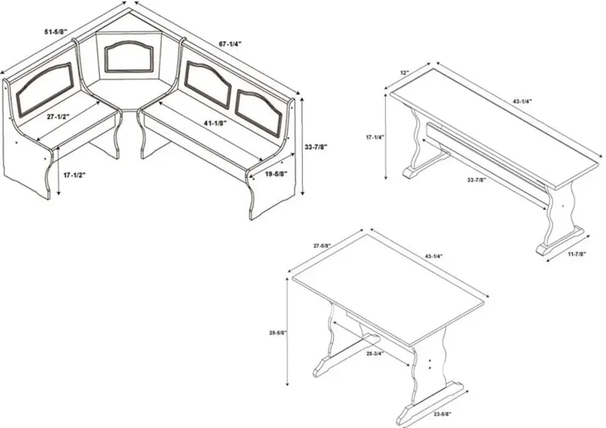 Chelsea Dining Table, Banquette and Bench - Natural