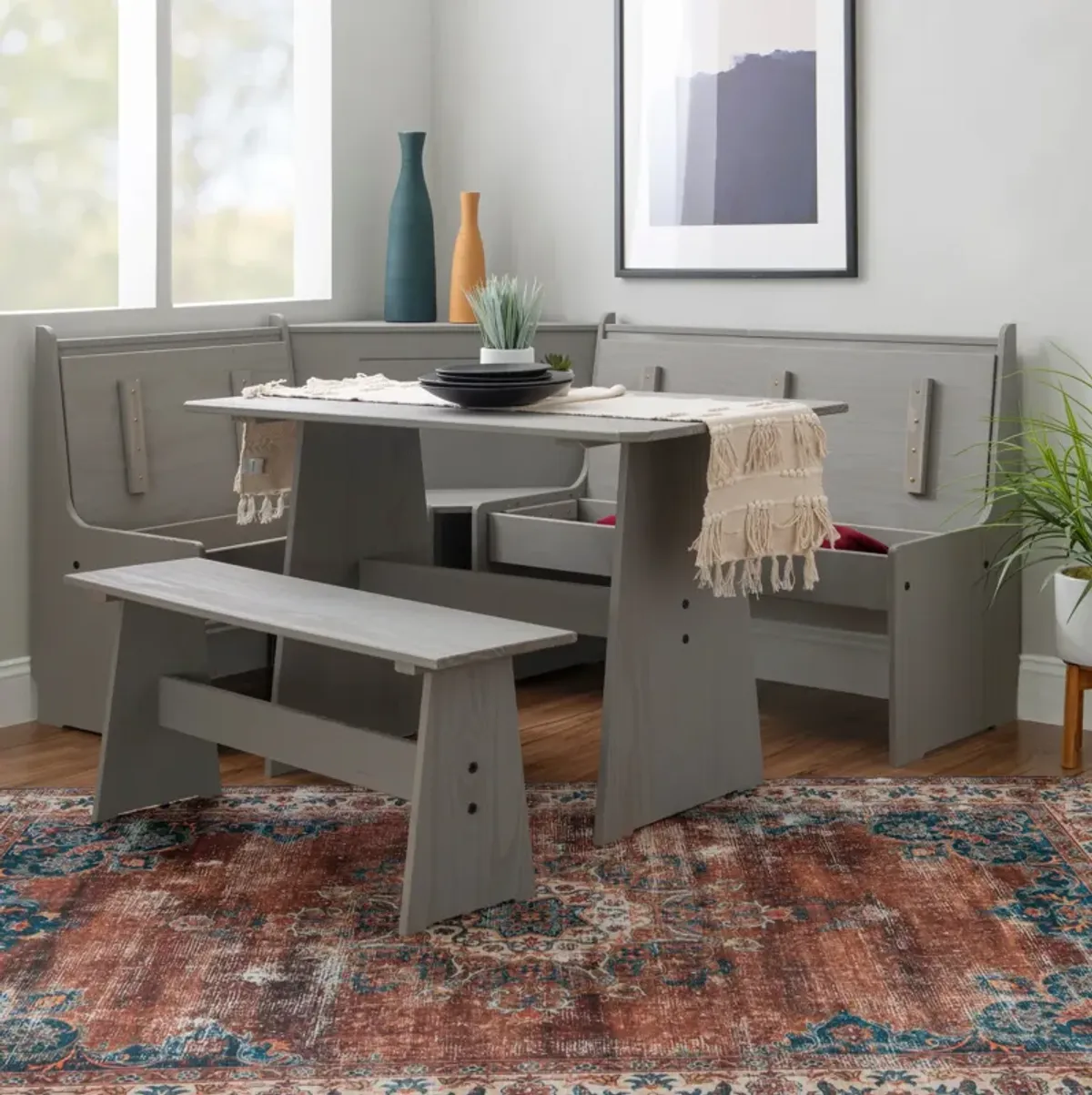 Sunday Dining Table, Banquette and Bench - Gray