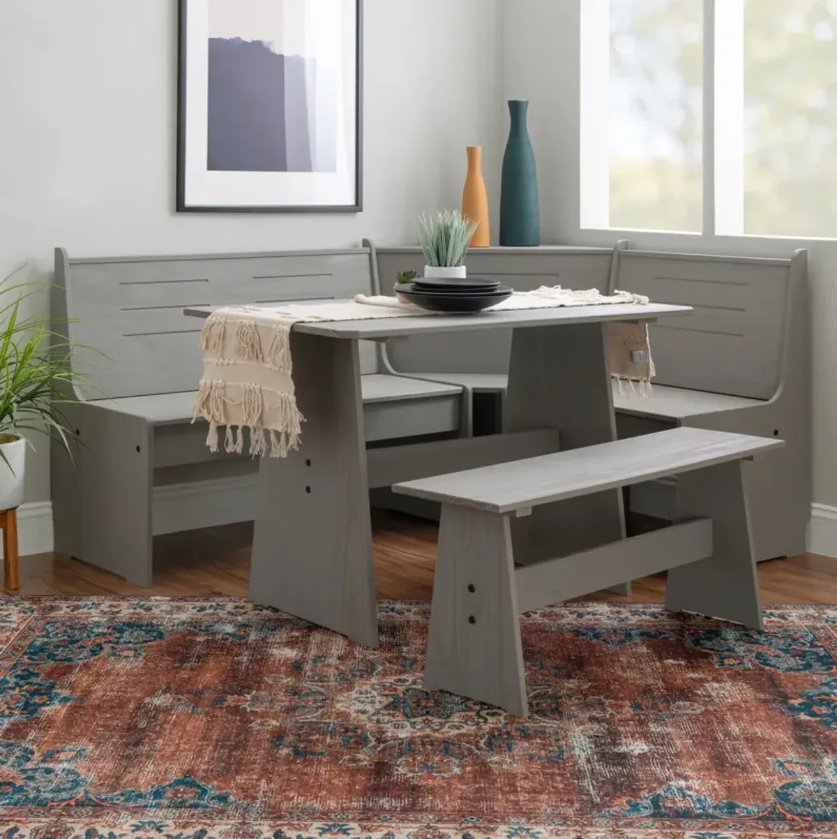 Sunday Dining Table, Banquette and Bench - Gray