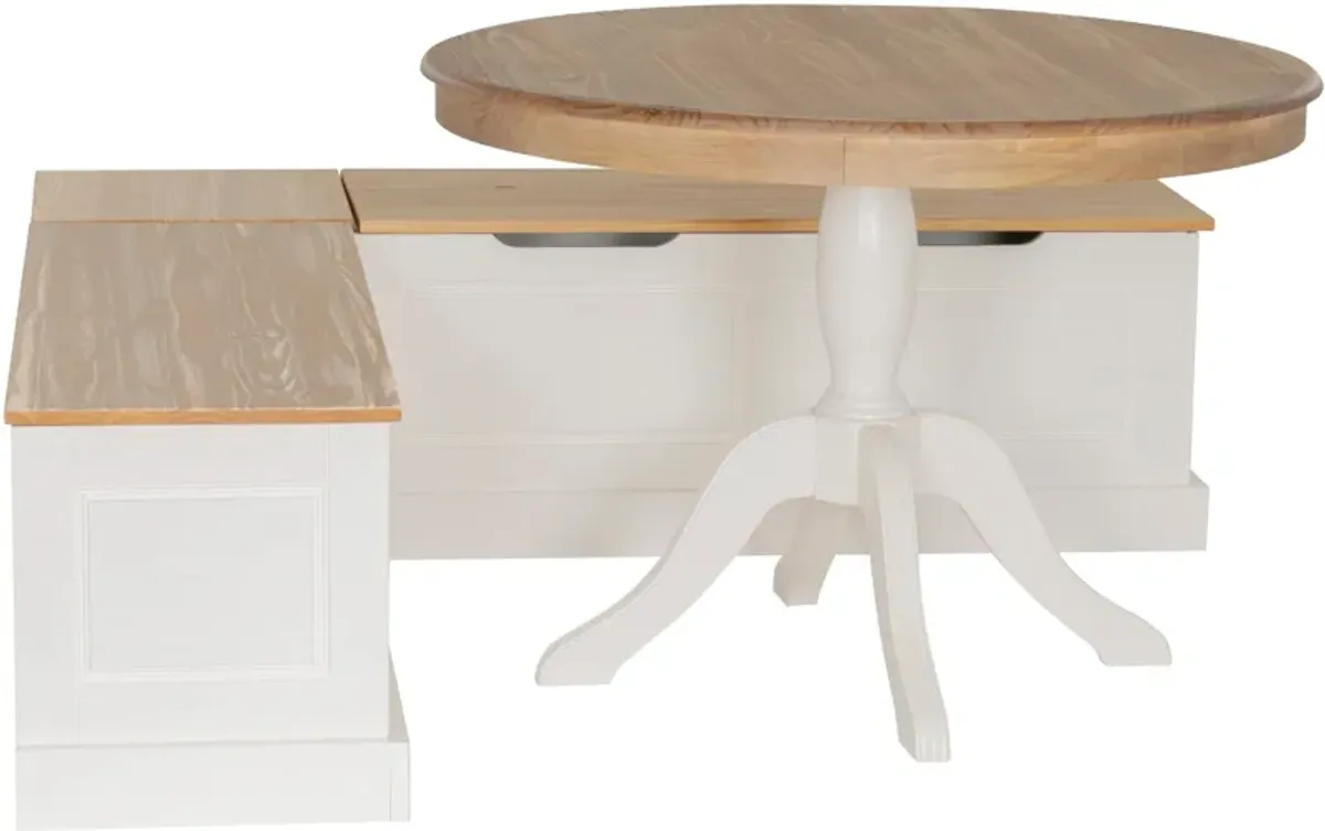 Porter Dining Table and Backless Corner Bench  - White/Pine