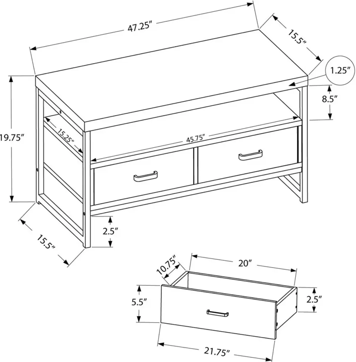 Lonsdale 48" TV Stand - Black