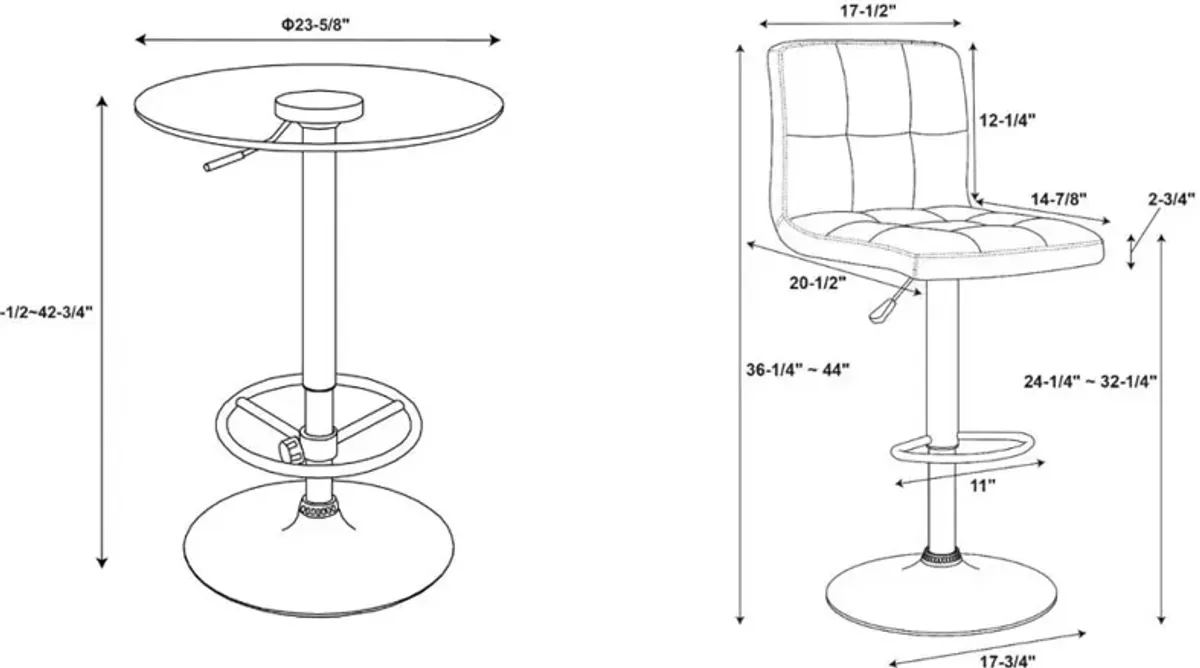 Dustin Table and Avani Bar Stools Set - Gray