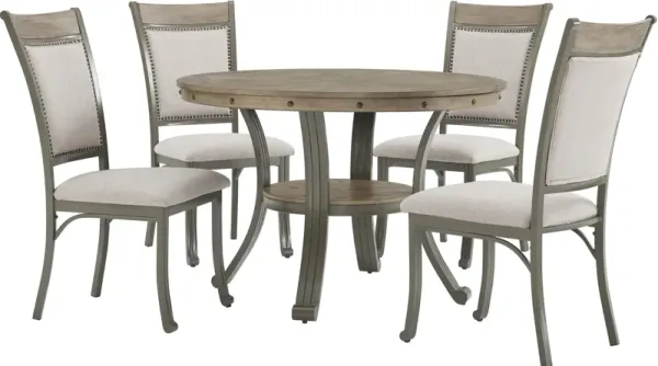 Cyril Dining Table and 4 Dining Chairs - Pewter