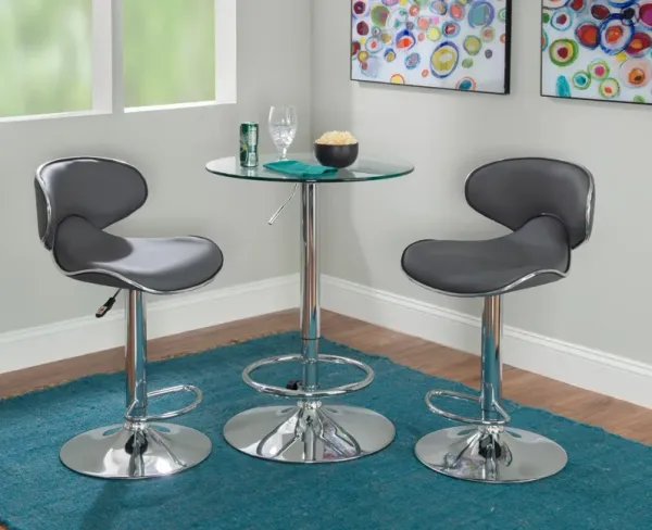 Dustin Table and 2 Liv Bar Stools Set - Gray