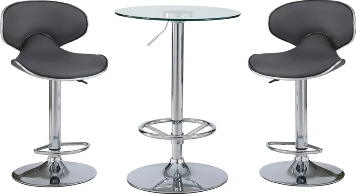 Dustin Table and 2 Liv Bar Stools Set - Gray