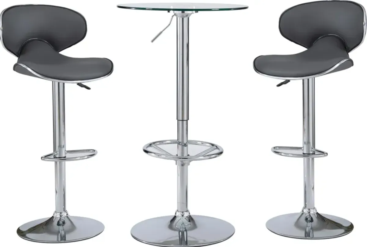 Dustin Table and 2 Liv Bar Stools Set - Gray