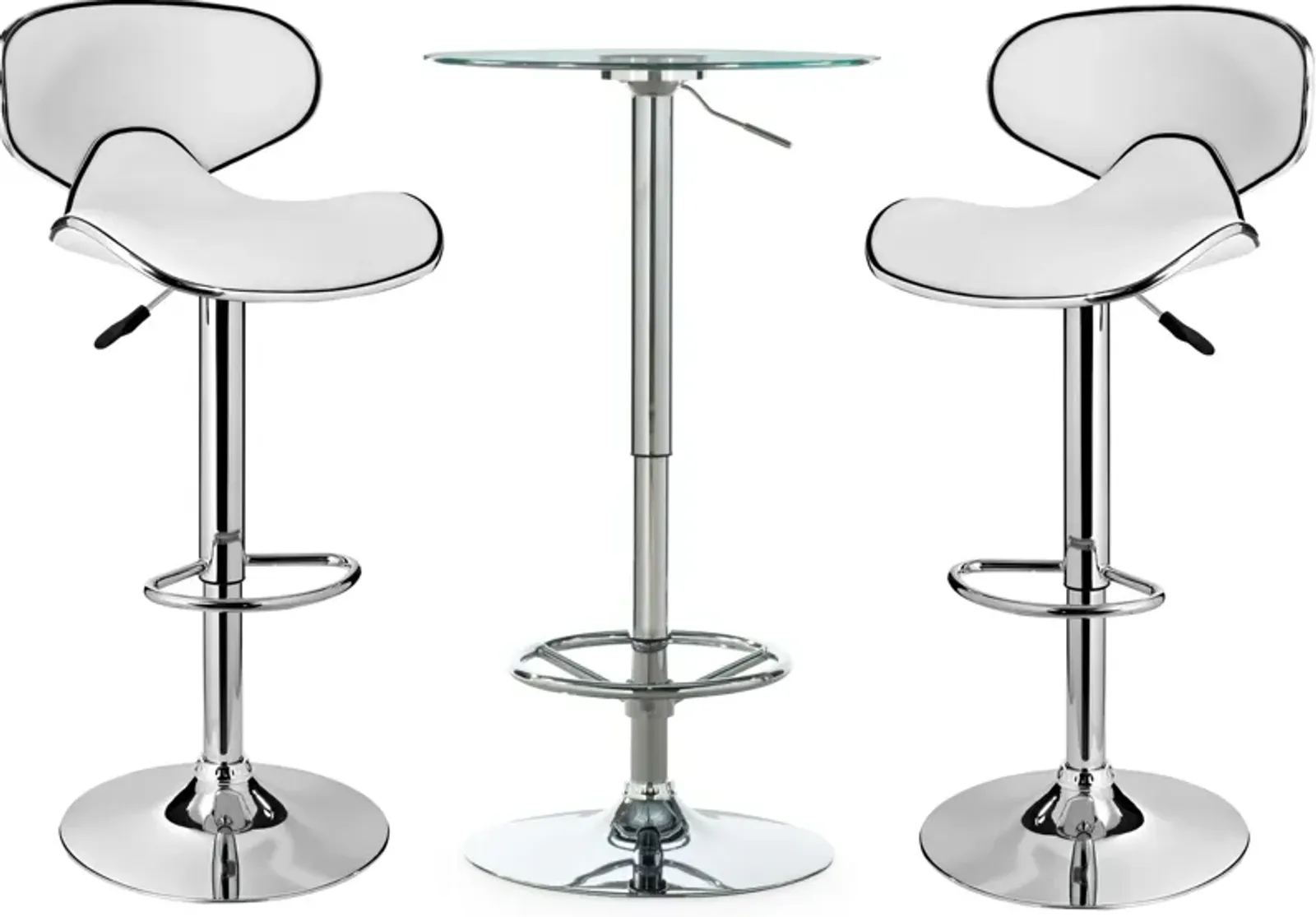 Dustin Table and 2 Liv Bar Stools Set - White