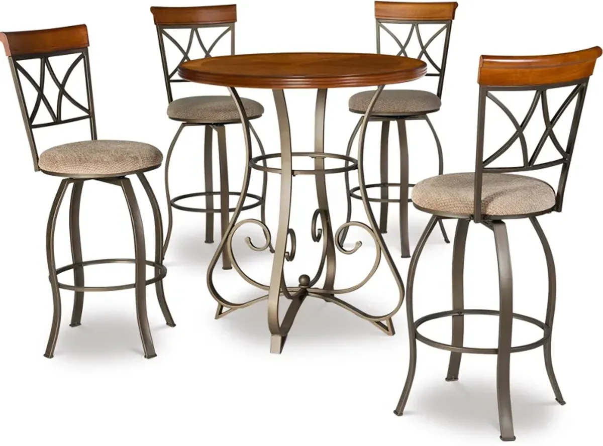 Rosedale 5-Piece Bar Set with 4 Swivel Stools