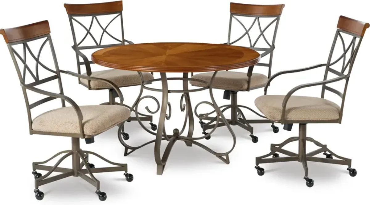 Rosedale 5-Piece Dining Set with 4 Swivel Chairs