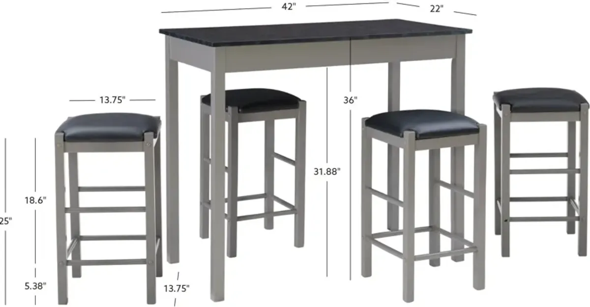 Brewer 5-Piece Counter-Height Dining Set