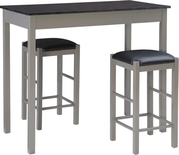 Brewer Counter-Height Dining Table and 2 Backless Stools