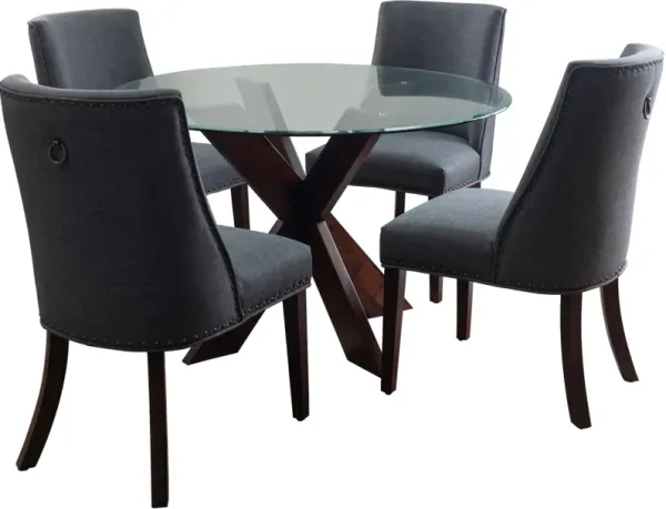 Whitaker Dining Table and 4 Upholstered Chairs - Gray