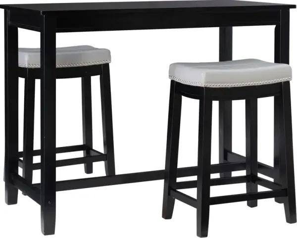 Wilcox Counter-Height Dining Table and 2 Backless Stools - Black/Gray