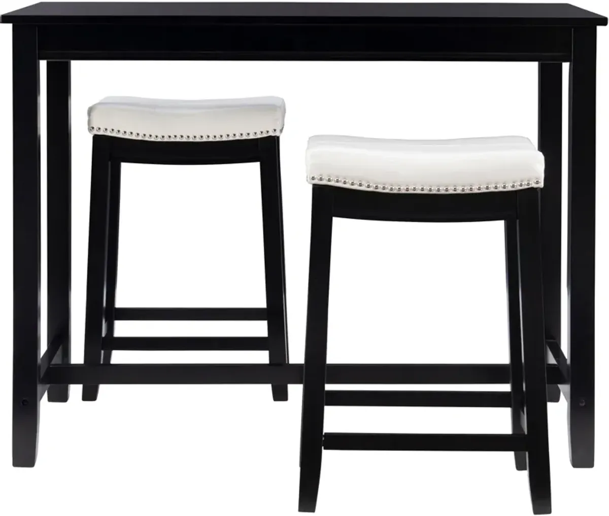 Wilcox Counter-Height Dining Table and 2 Backless Stools - Black/White