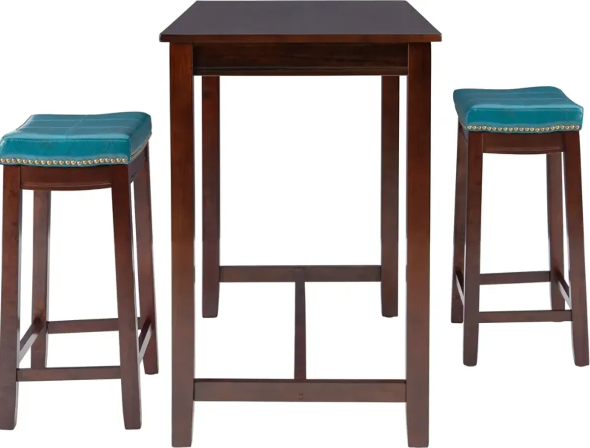 Wilcox 3-Piece Counter-Height Dining Set - Brown/Blue