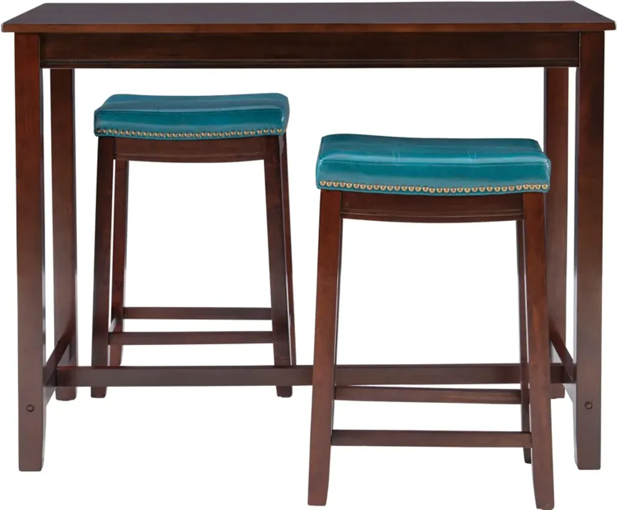 Wilcox 3-Piece Counter-Height Dining Set - Brown/Blue