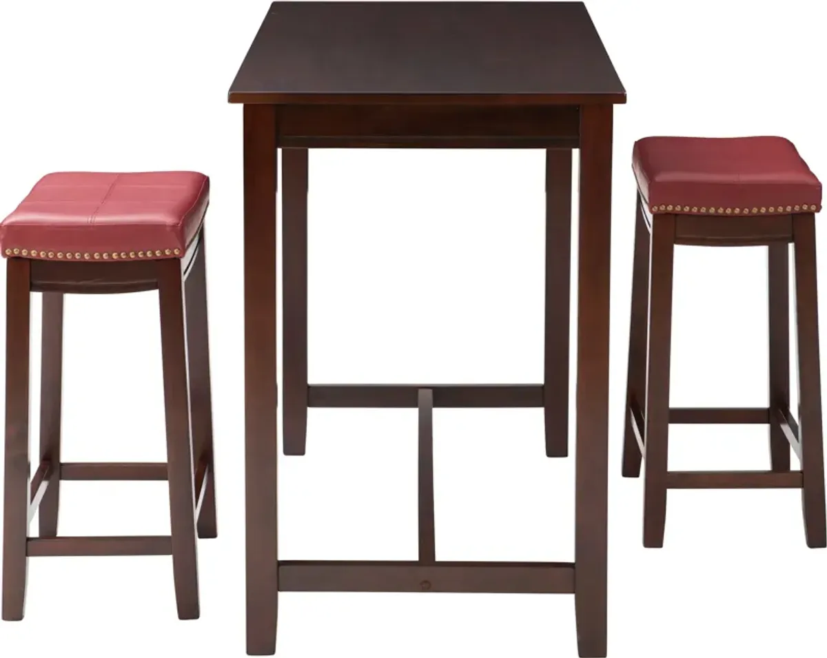 Wilcox 3-Piece Counter-Height Dining Set - Brown/Red