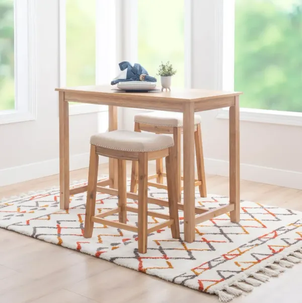 Wilcox Counter-Height Dining Table and 2 Backless Stools - Natural