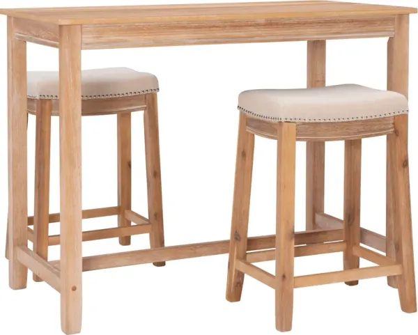 Wilcox Counter-Height Dining Table and 2 Backless Stools - Natural