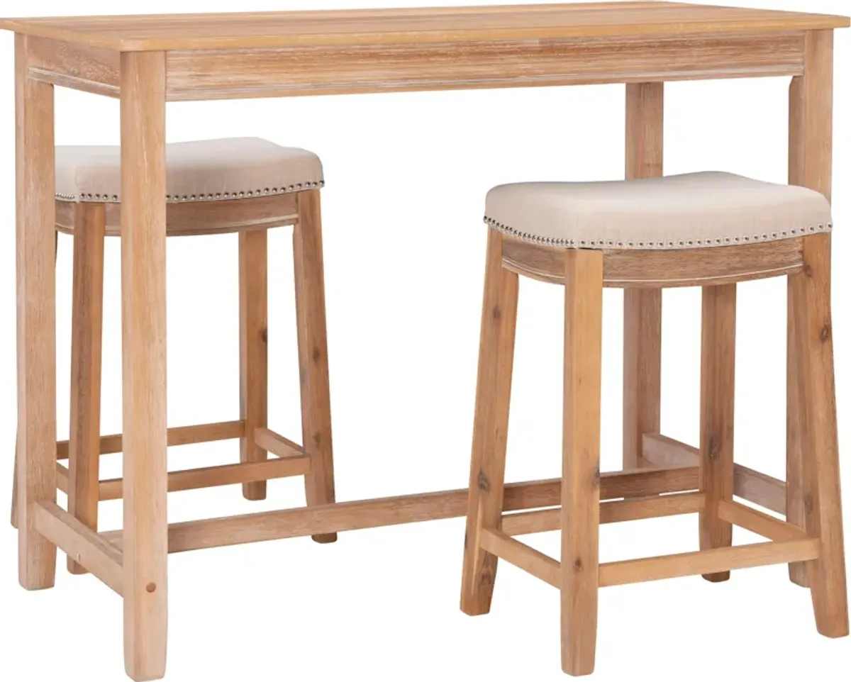 Wilcox Counter-Height Dining Table and 2 Backless Stools - Natural