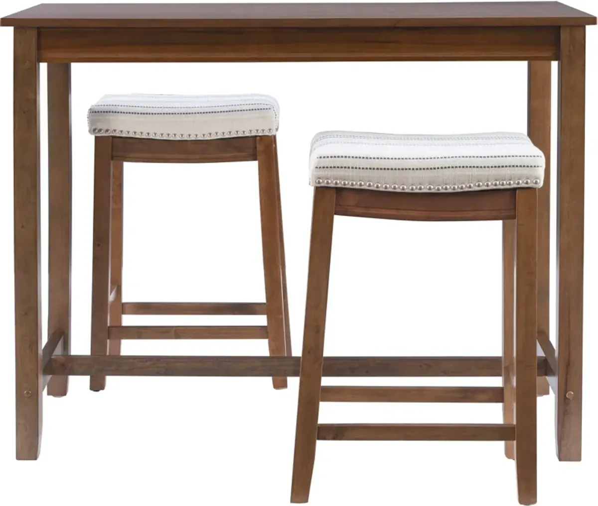 Wilcox 3-Piece Counter-Height Dining Set - Rustic Brown/Stripe