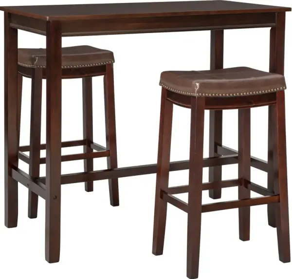 Wilcox Bar Height Table and 2 Backless Stools - Brown