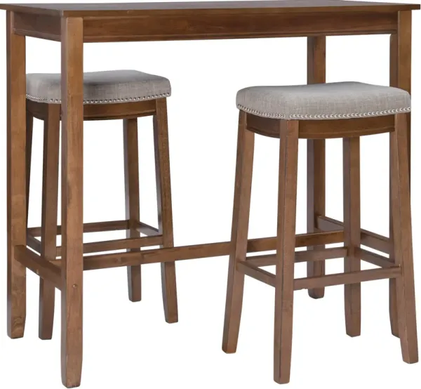 Wilcox Bar Height Table and 2 Backless Stools - Rustic Brown/Gray
