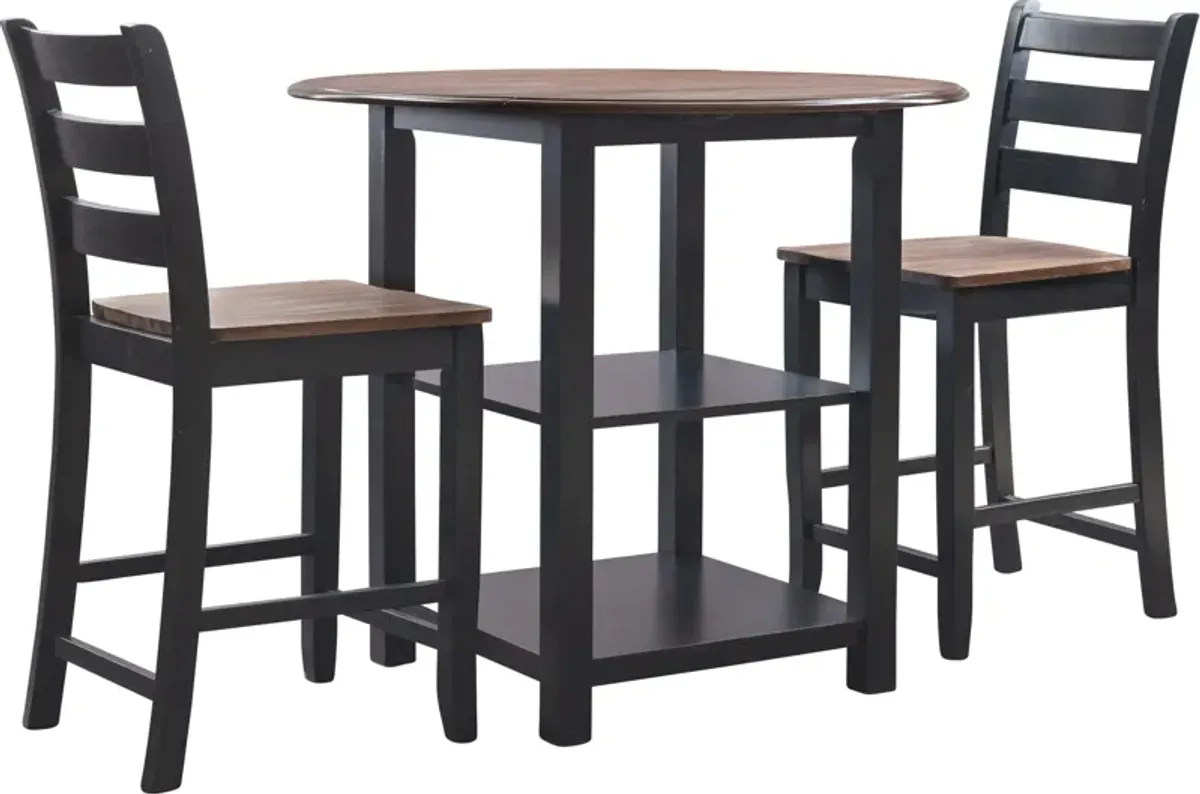 Levy 3-Piece Counter-Height Dining Set - Black