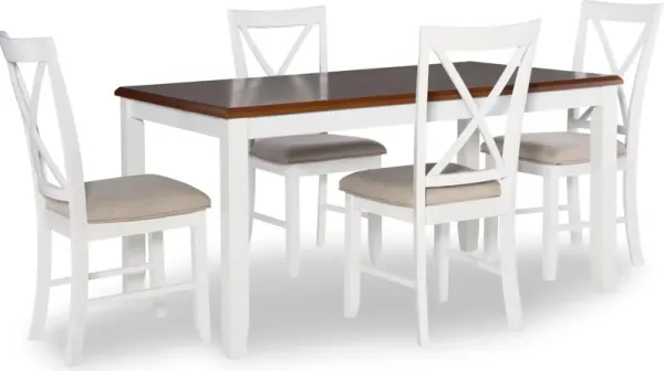 Bassett Dining Table and 4 X-Back Chairs - Honey/White