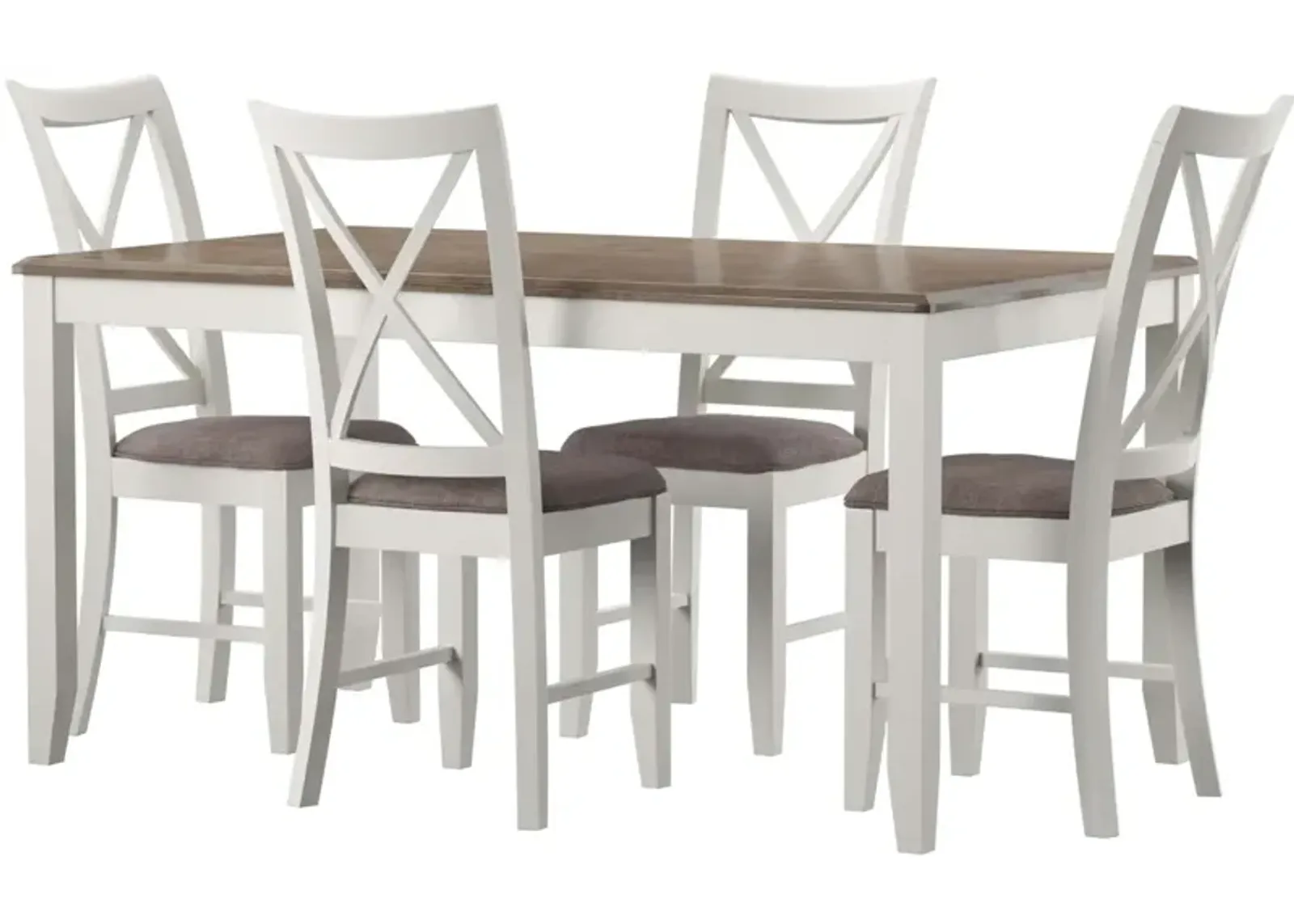 Bassett 5-Piece Dining Set - White/Taupe