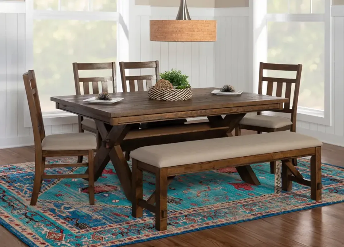 Tonja Dining Table, 4 Dining Chairs and Bench - Brown