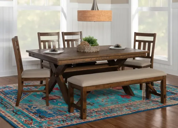 Tonja Dining Table, 4 Dining Chairs and Bench - Brown