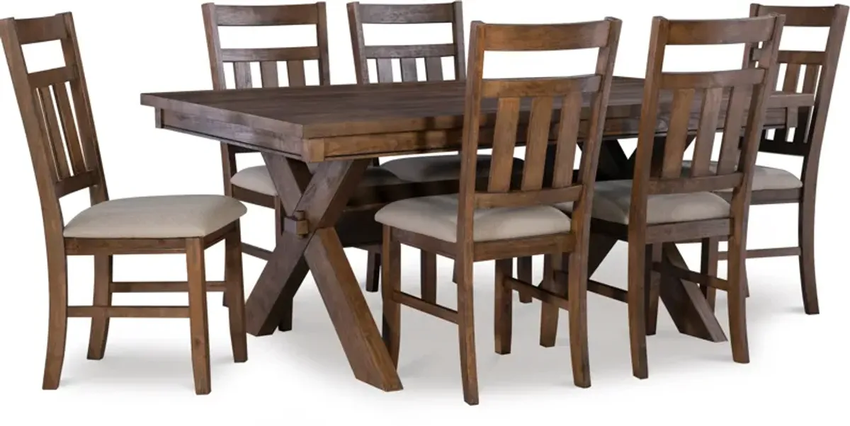 Tonja Dining Table and 6 Dining Chairs - Brown