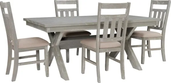 Tonja Dining Table and 4 Dining Chairs - Gray