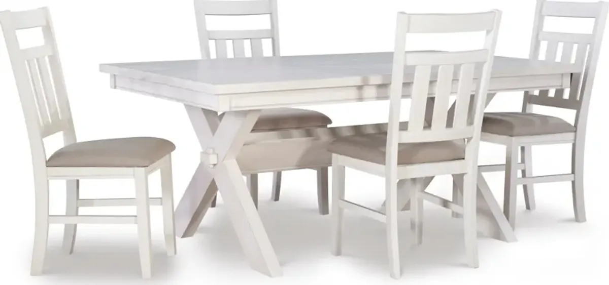 Tonja 5-Piece Dining Set - White