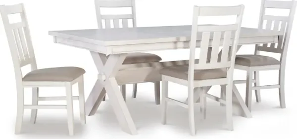 Tonja Dining Table and 4 Dining Chairs - White