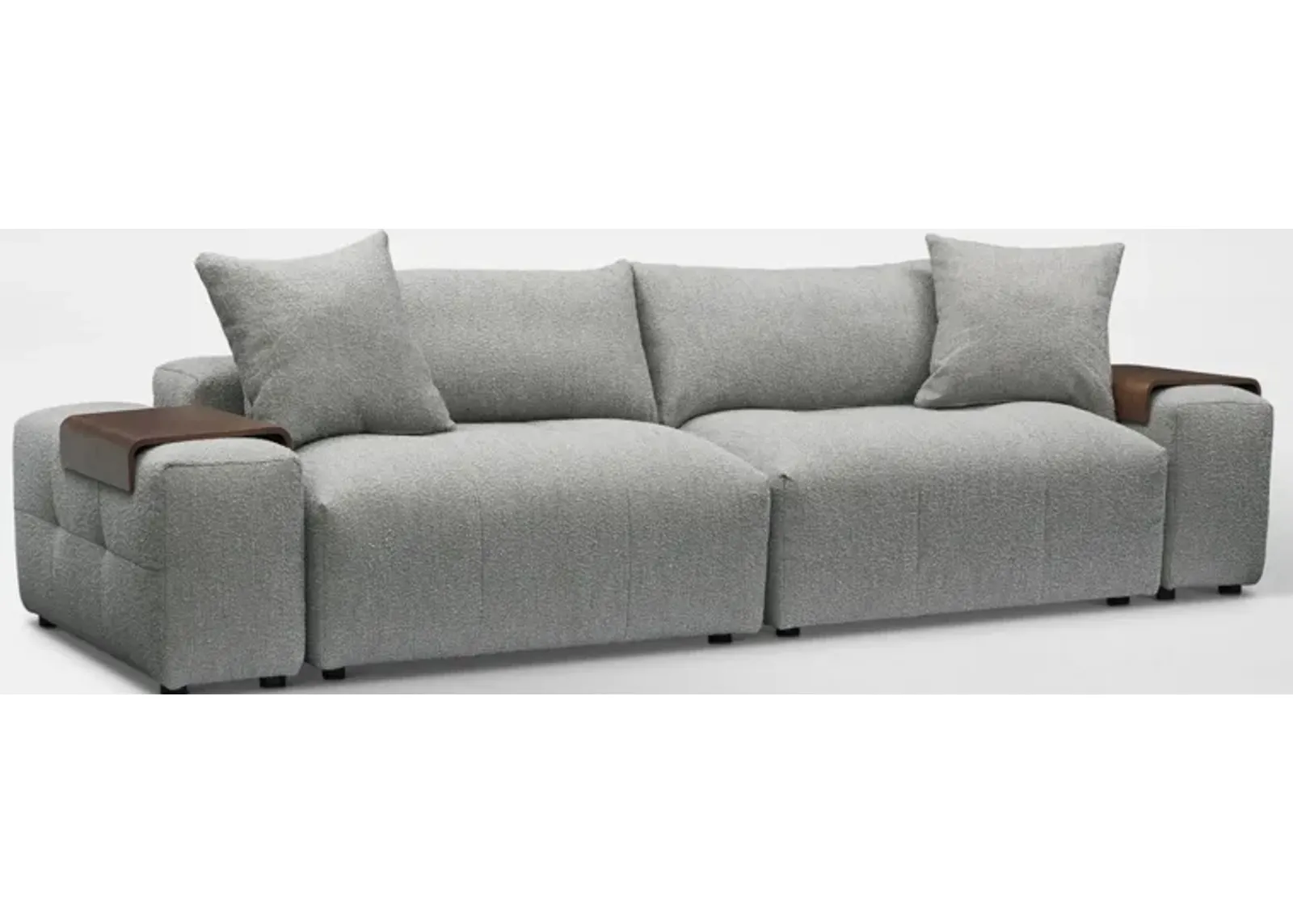 Bliss 4-Piece Sofa and 2 Floating Armrests with Tray Tables - Gray