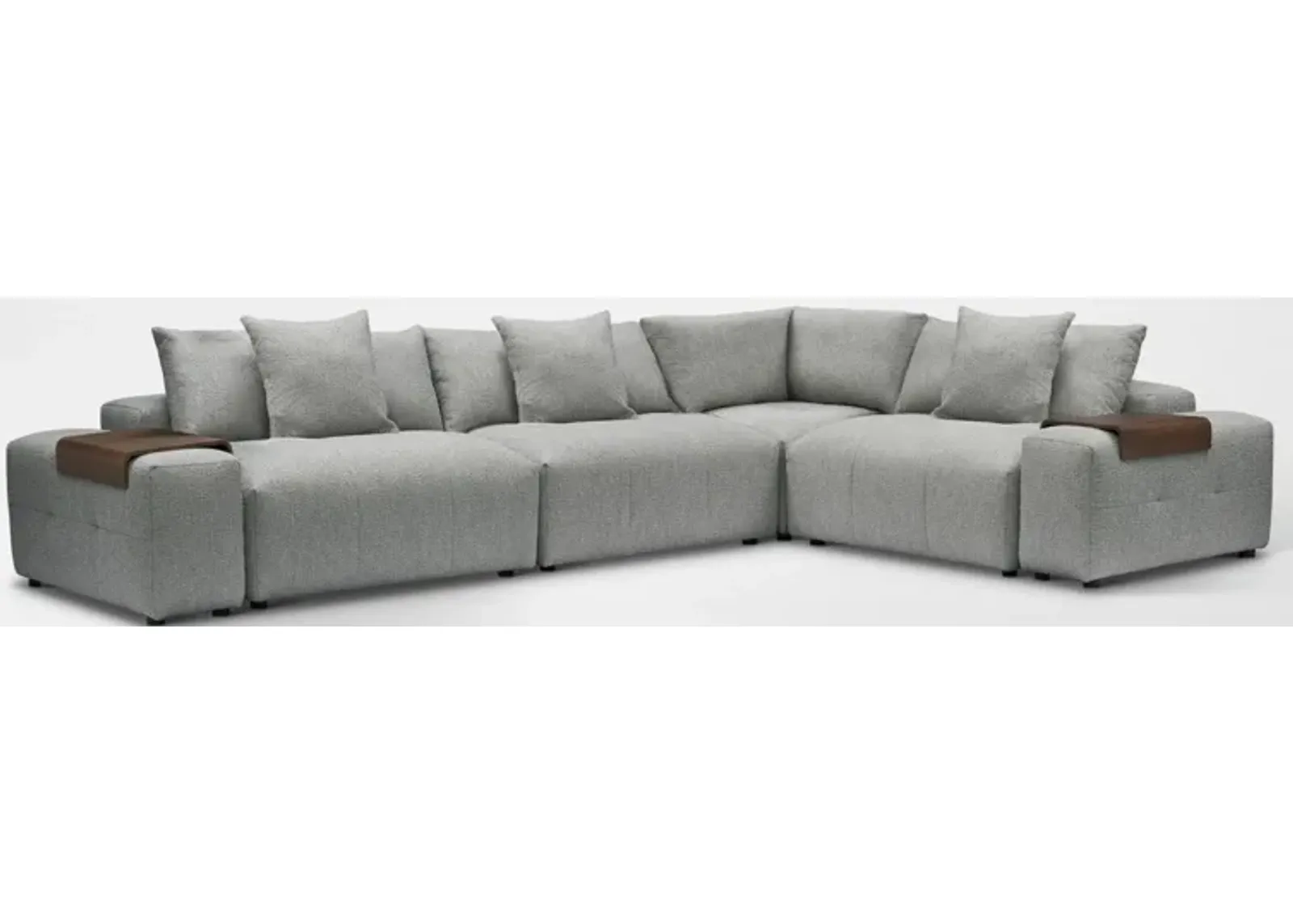 Bliss 6-Piece Sectional and 2 Floating Armrests with Tray Tables - Gray