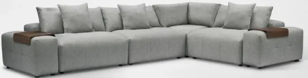 Bliss 6-Piece Sectional and 2 Floating Armrests with Tray Tables - Gray