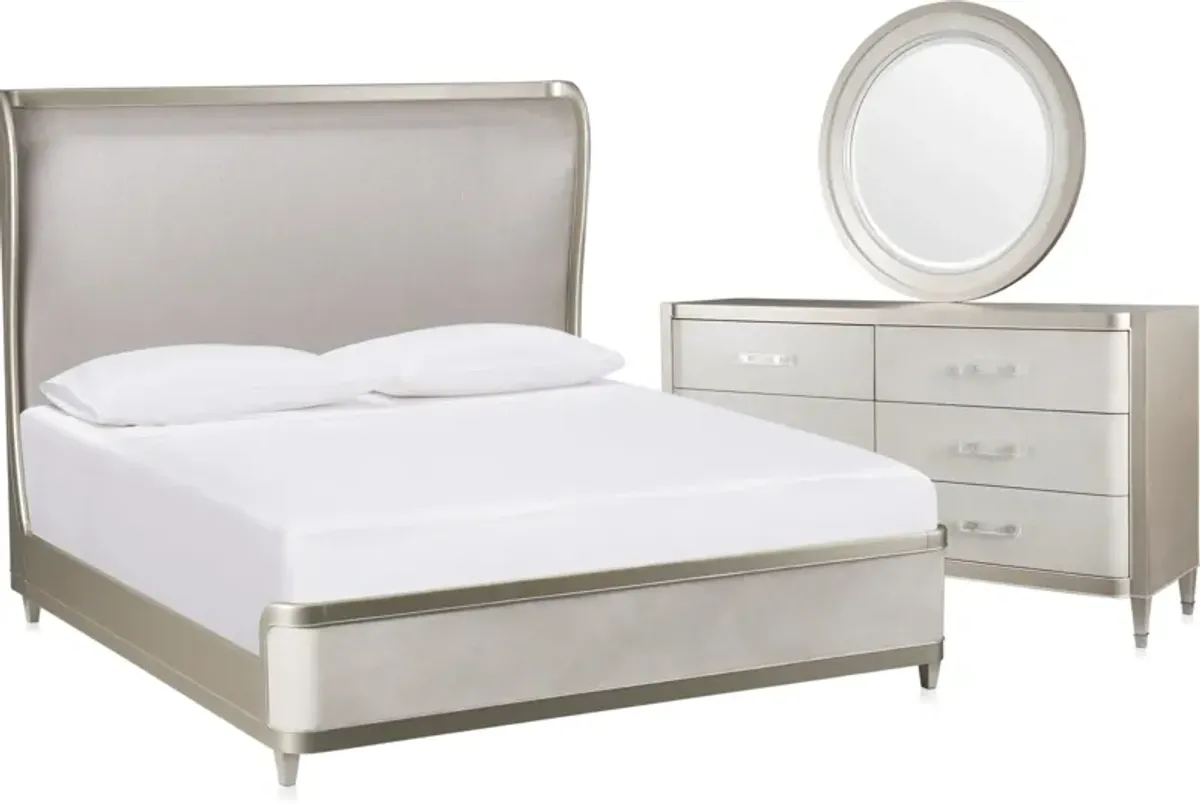 Paris 5-Piece King Bedroom Set with Dresser and Mirror