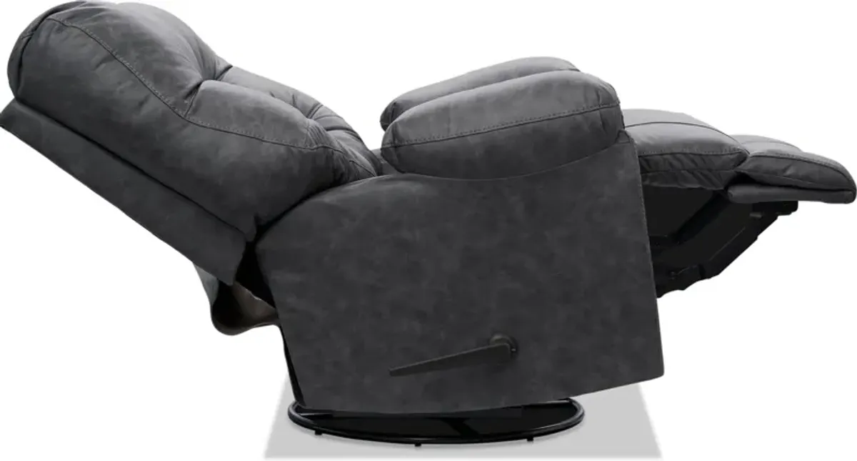 Russ Swivel Rocker Manual Recliner - Charcoal