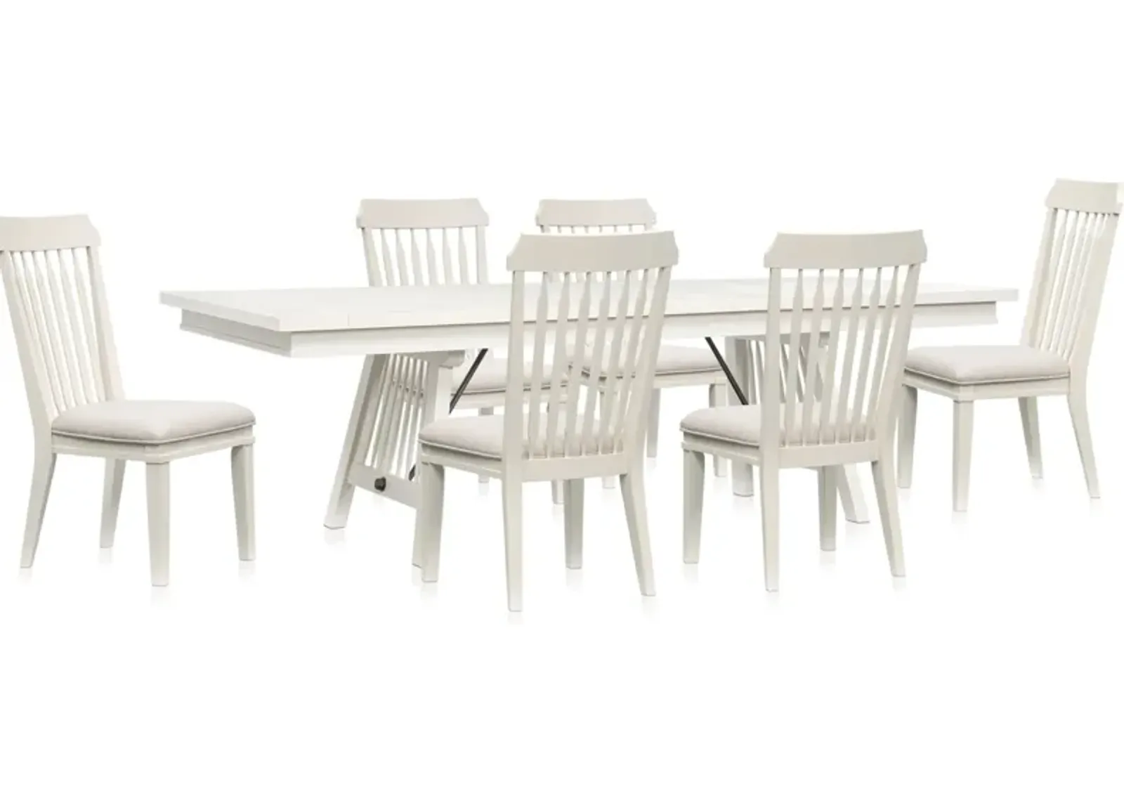 Willow Spring Extendable Dining Table and 6 Side Chairs - Ivory