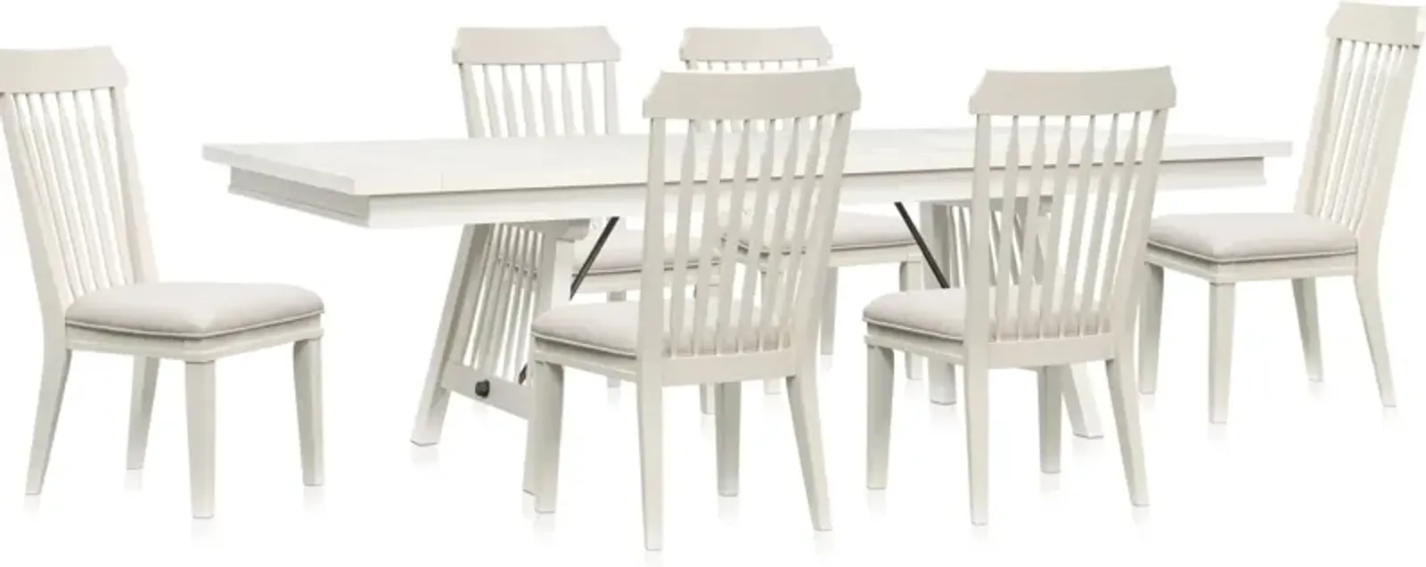 Willow Spring Extendable Dining Table and 6 Side Chairs - Ivory