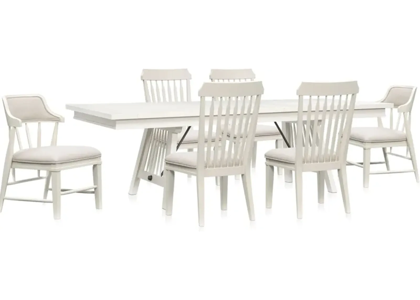 Willow Spring Extendable Dining Table, 2 Host Chairs and 4 Side Chairs - Ivory