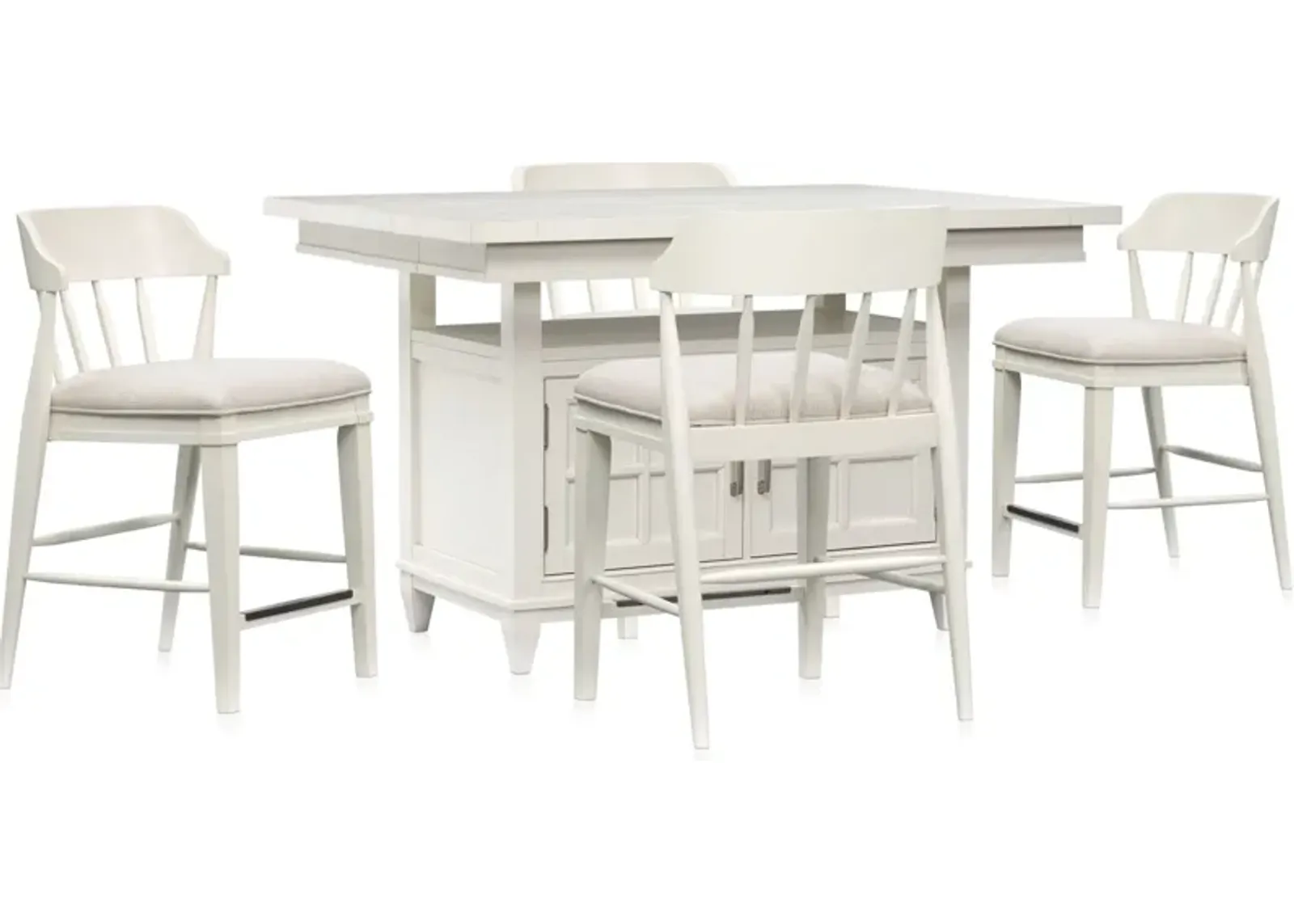 Willow Spring Extendable Kitchen Island and 4 Counter-Height Stools - Ivory