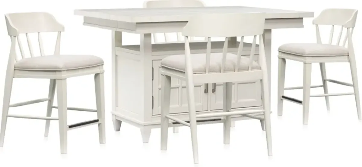 Willow Spring Extendable Kitchen Island and 4 Counter-Height Stools - Ivory