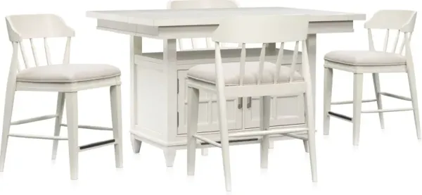 Willow Spring Extendable Kitchen Island and 4 Counter-Height Stools - Ivory