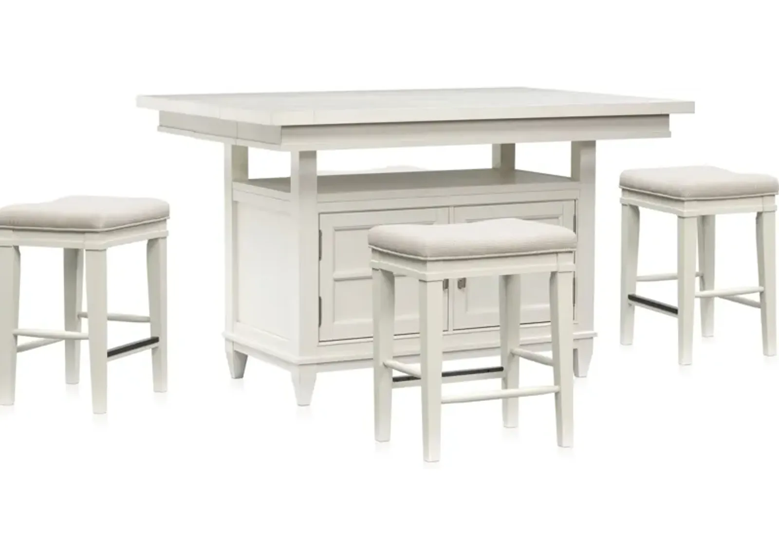 Willow Spring Extendable Kitchen Island and 4 Counter-Height Backless Stools - Ivory