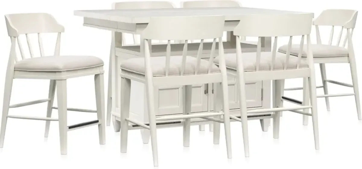 Willow Spring Extendable Kitchen Island and 6 Counter-Height Stools - Ivory