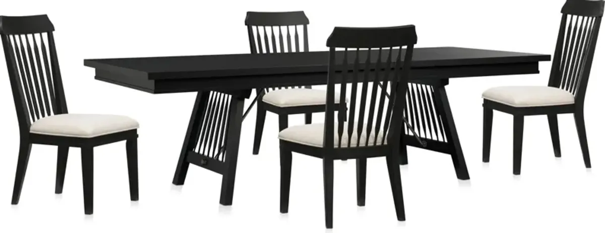 Willow Spring Extendable Dining Table and 4 Side Chairs - Black